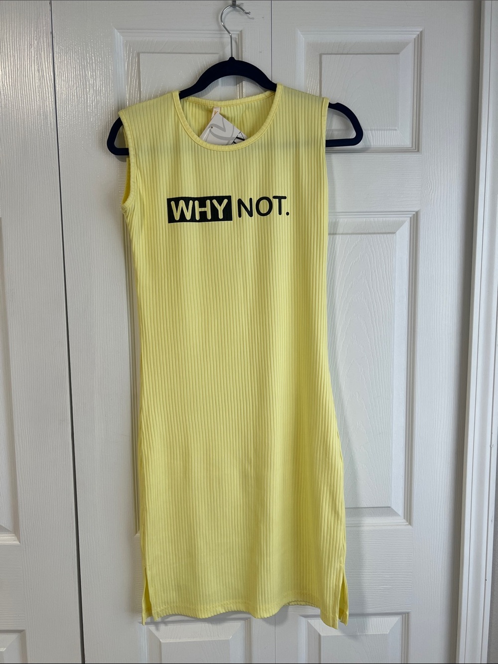 WHY NOT. Yellow Ribbed Sleeveless Dress